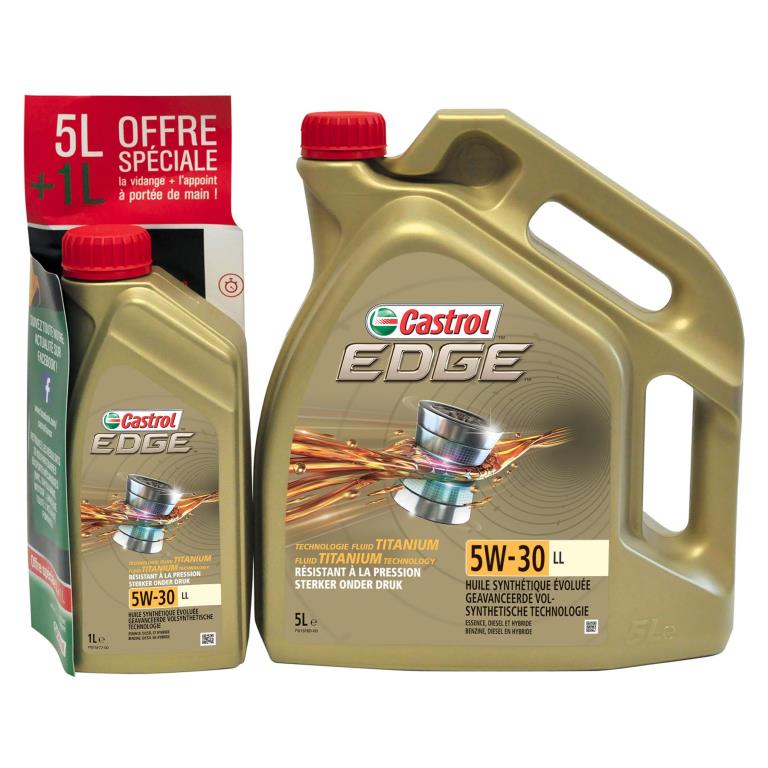 Huile moteur CASTROL CASTROL EDGE 5W-30 LL 5L+1L - ref. 15F7EA
